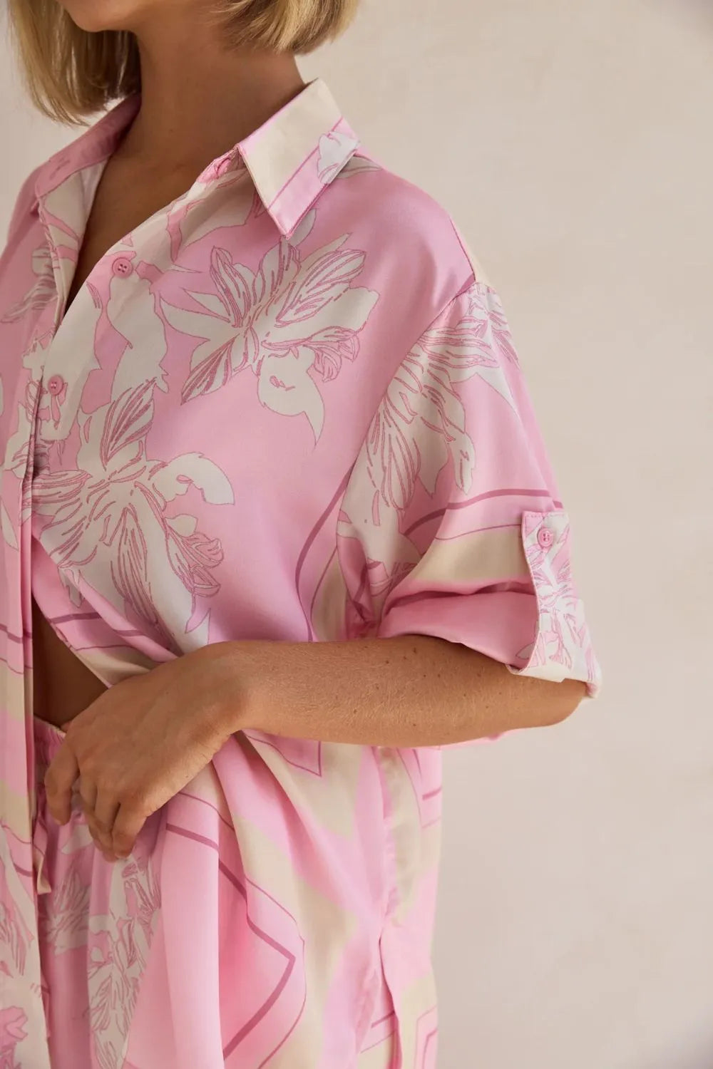 Printed Button Up Shirt and Pants Set - CHIC TB