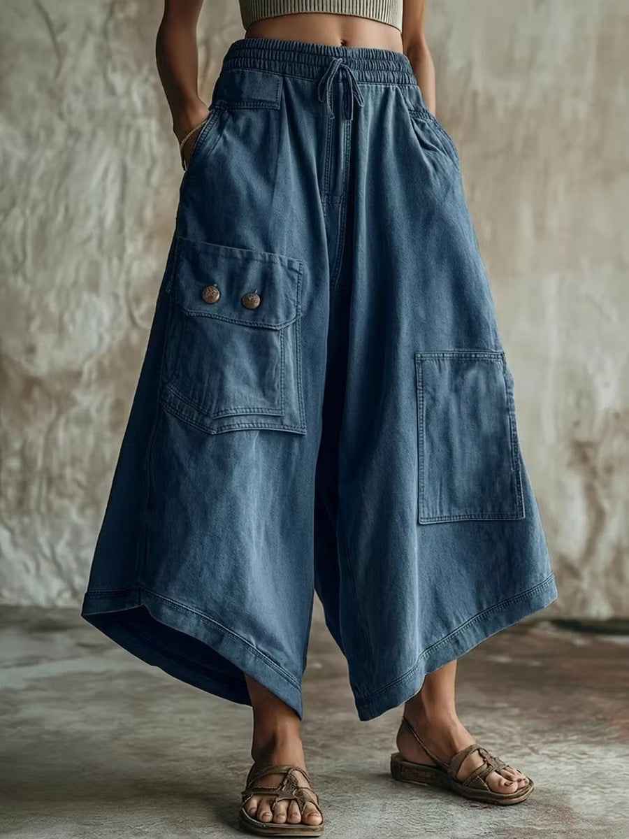 Cross-Border Casual Loose-Fit Retro Pants With Drawstring And PocketsAmazon Bestseller