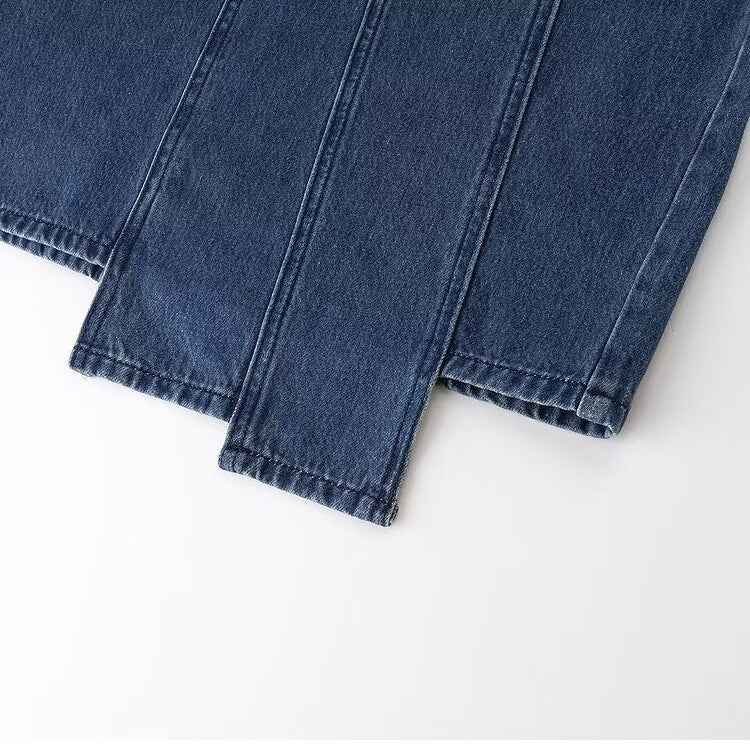 Retro style street high waisted denim skirt