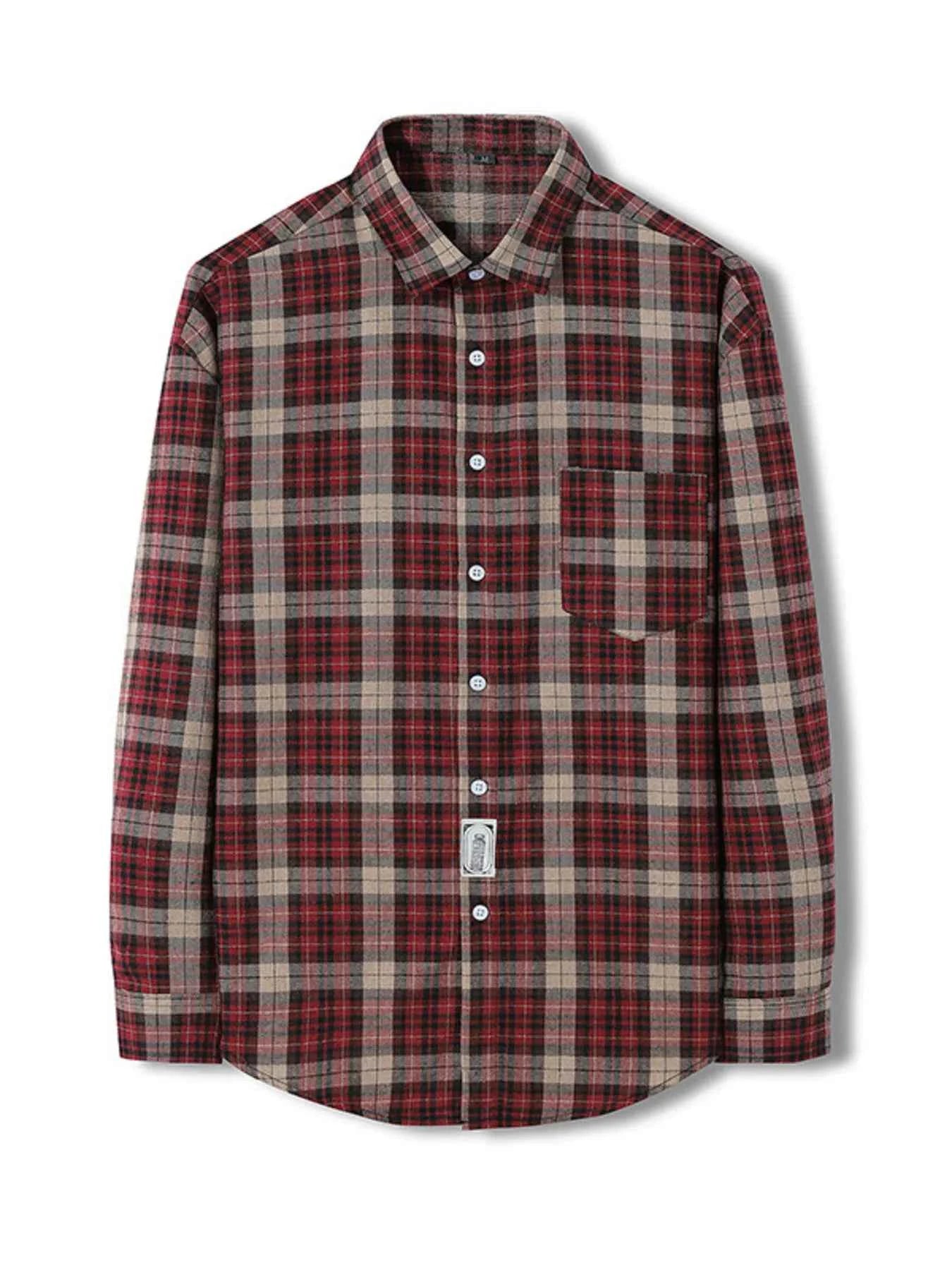 Men's Plus Size Classic Plaid Long Sleeve Shirt