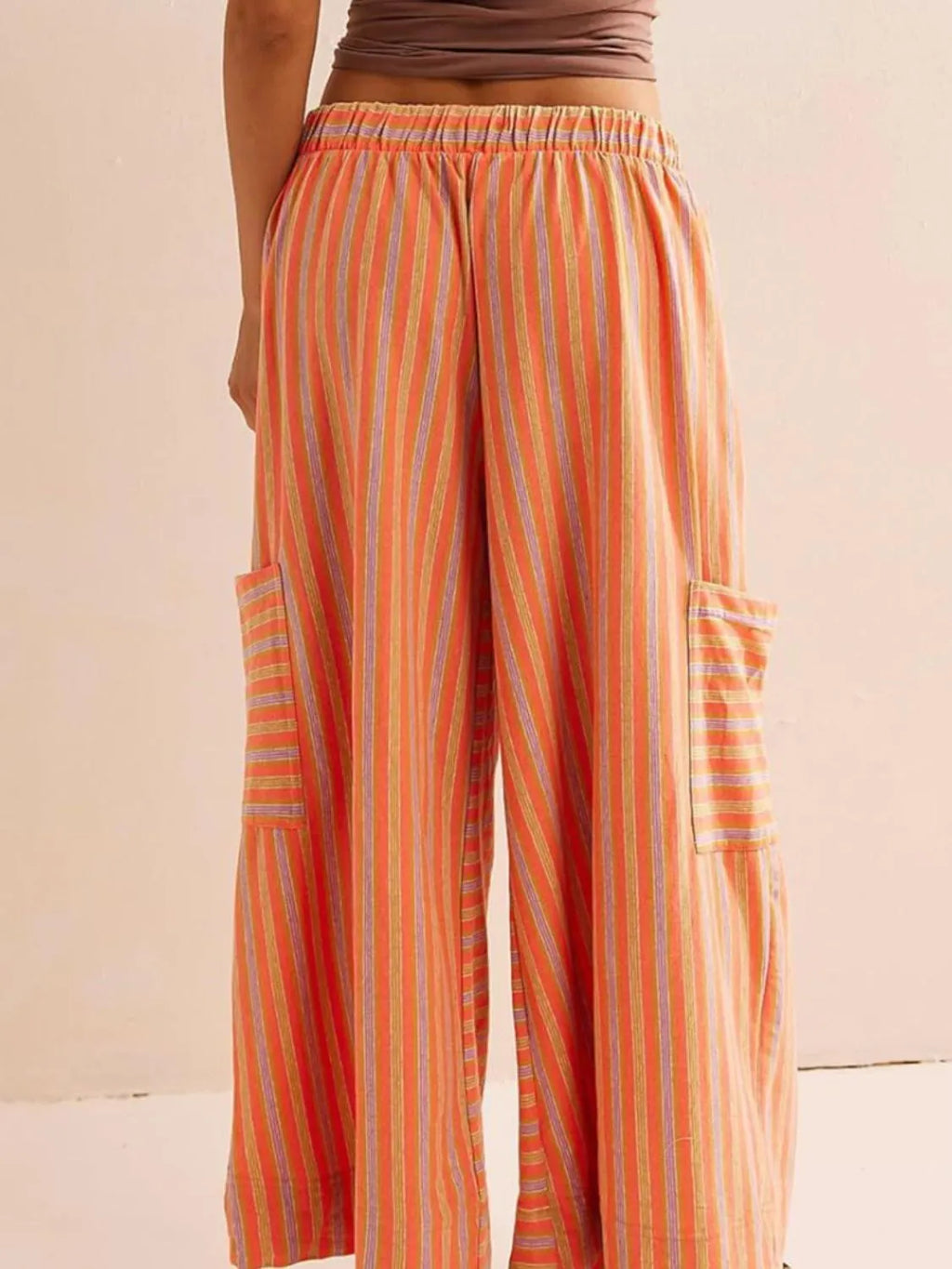 Contrast Striped Wide leg Pants.