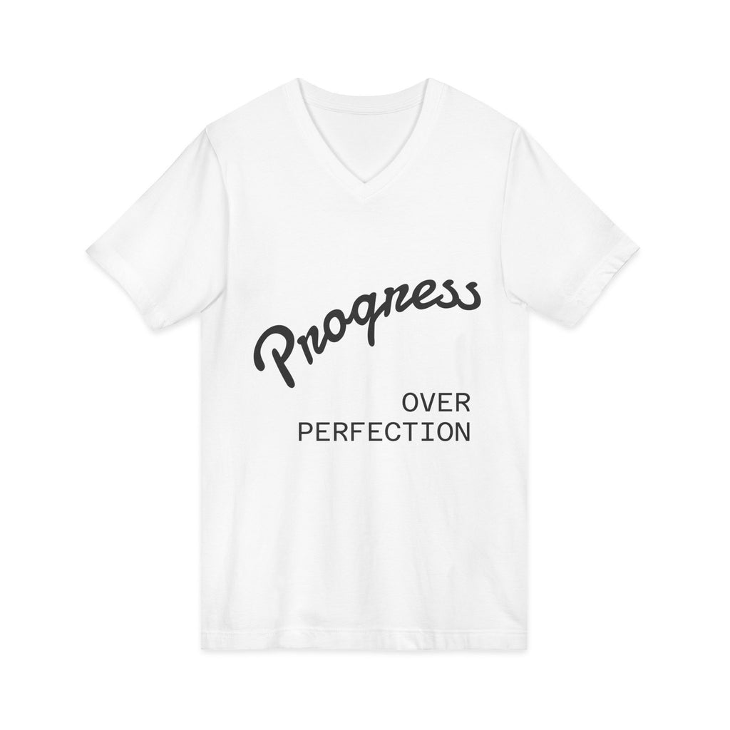 Progress Over Perfection V-Neck Tee — Inspirational Women’s Motivational T-Shirt