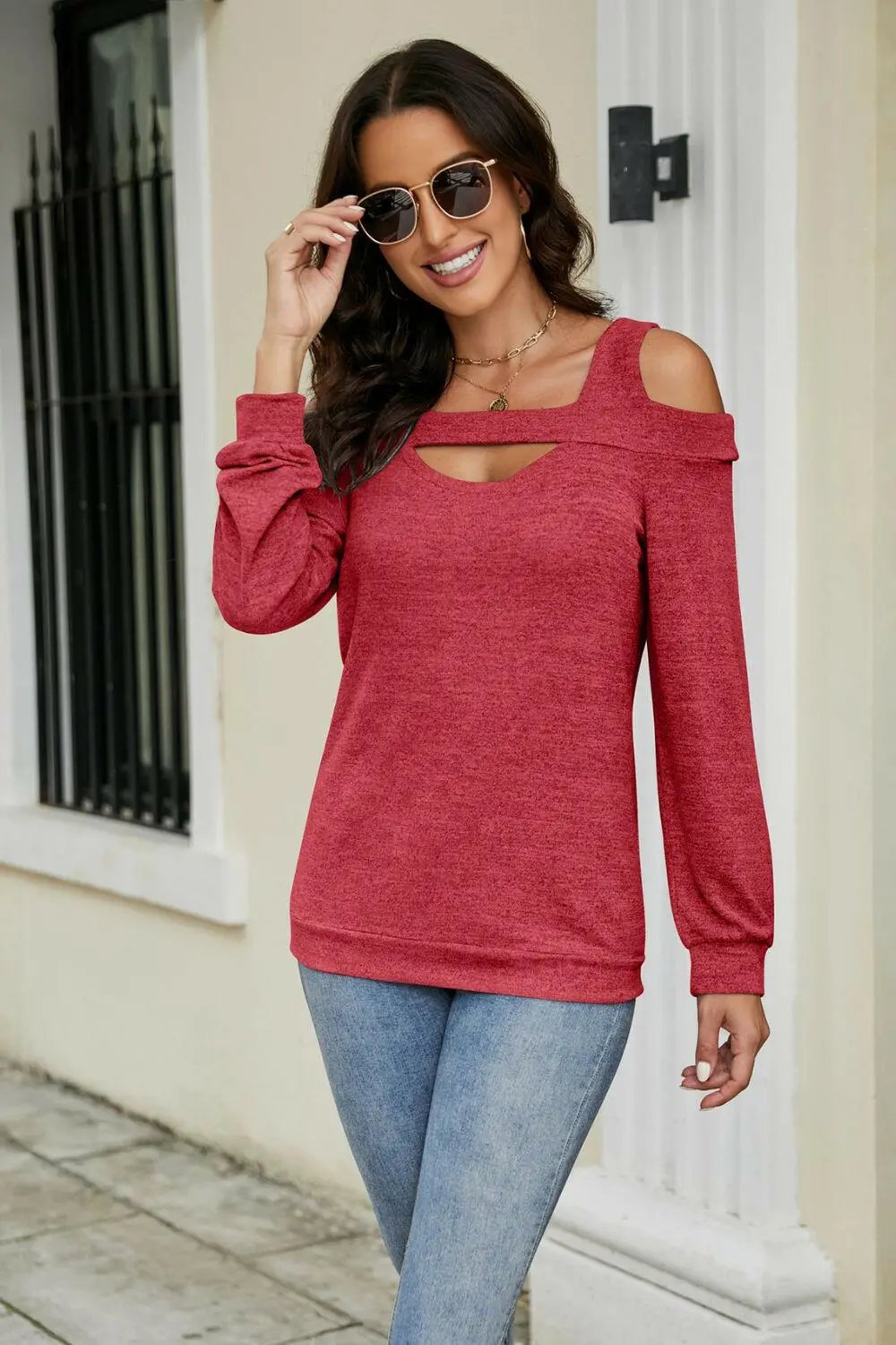 Cutout Cold-Shoulder Top.