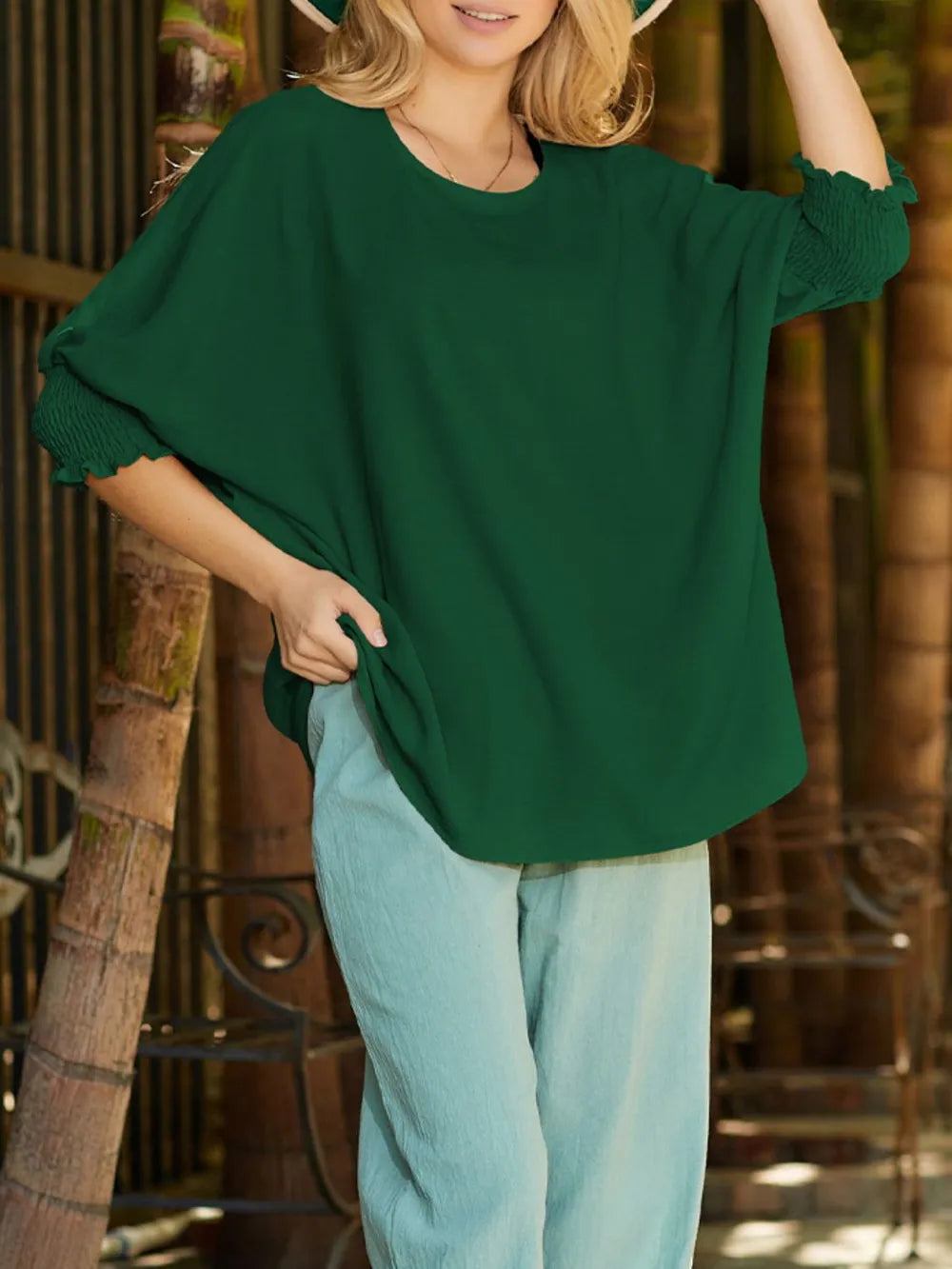three-Quarter Sleeve Blouse.