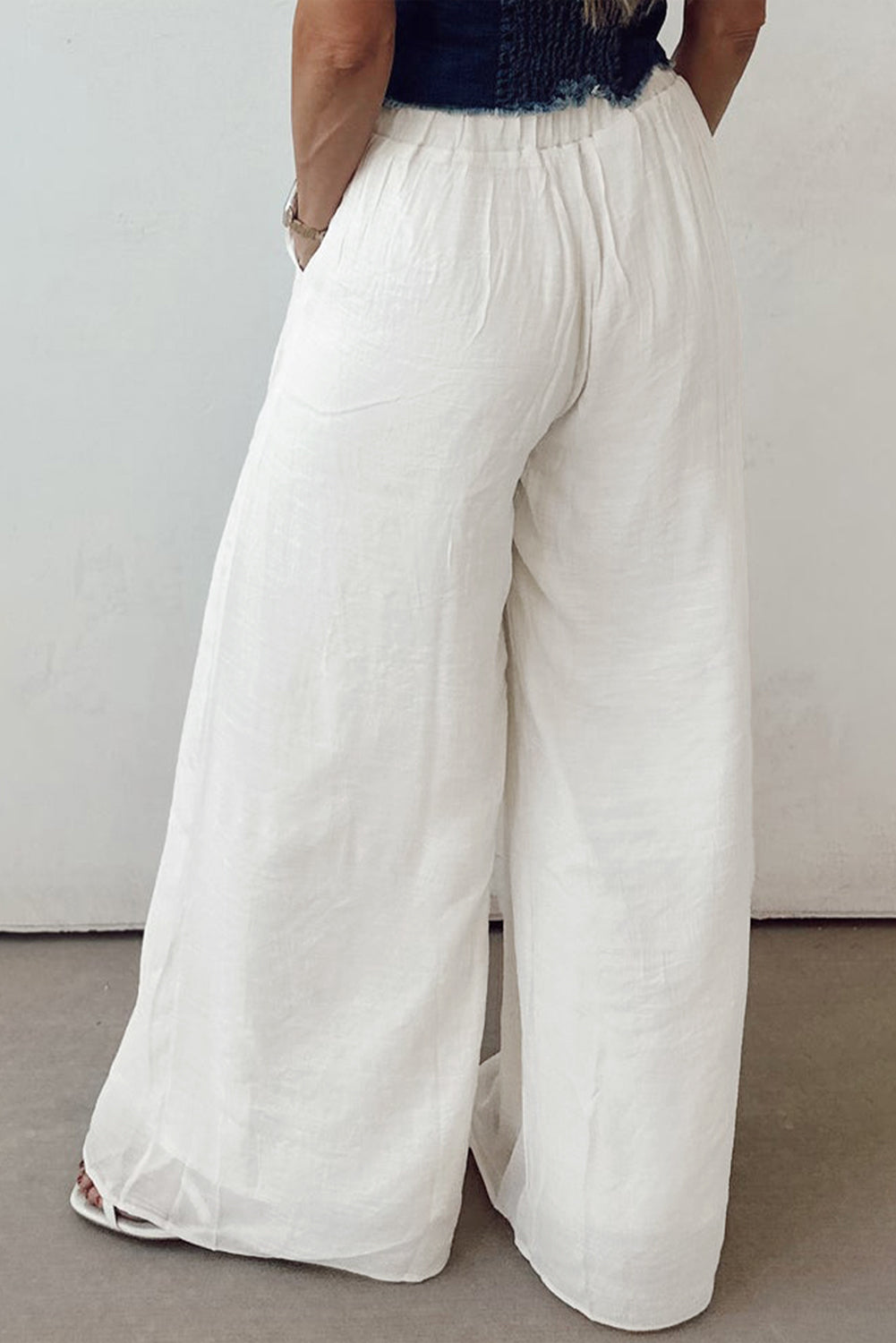 White Solid Drop Waist Pleated Wide Leg Casual Pants Dear-Lover Dropshipping