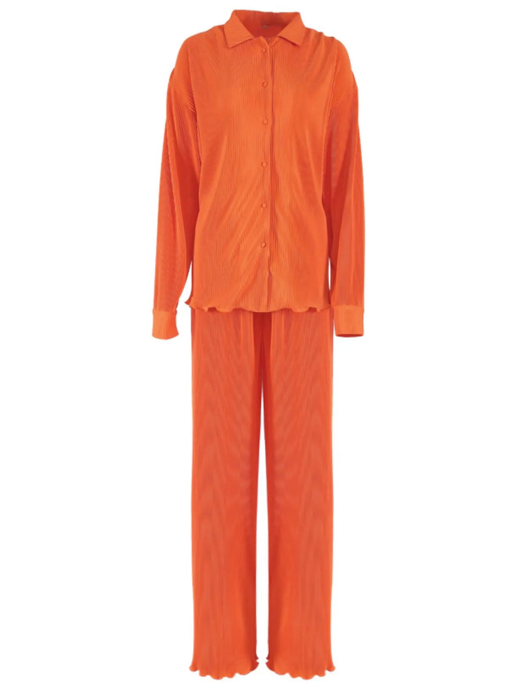 Button Up Long Sleeve Top and Pants Set.