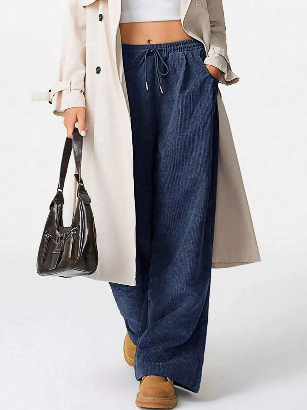 Drawstring Wide Leg Pants.