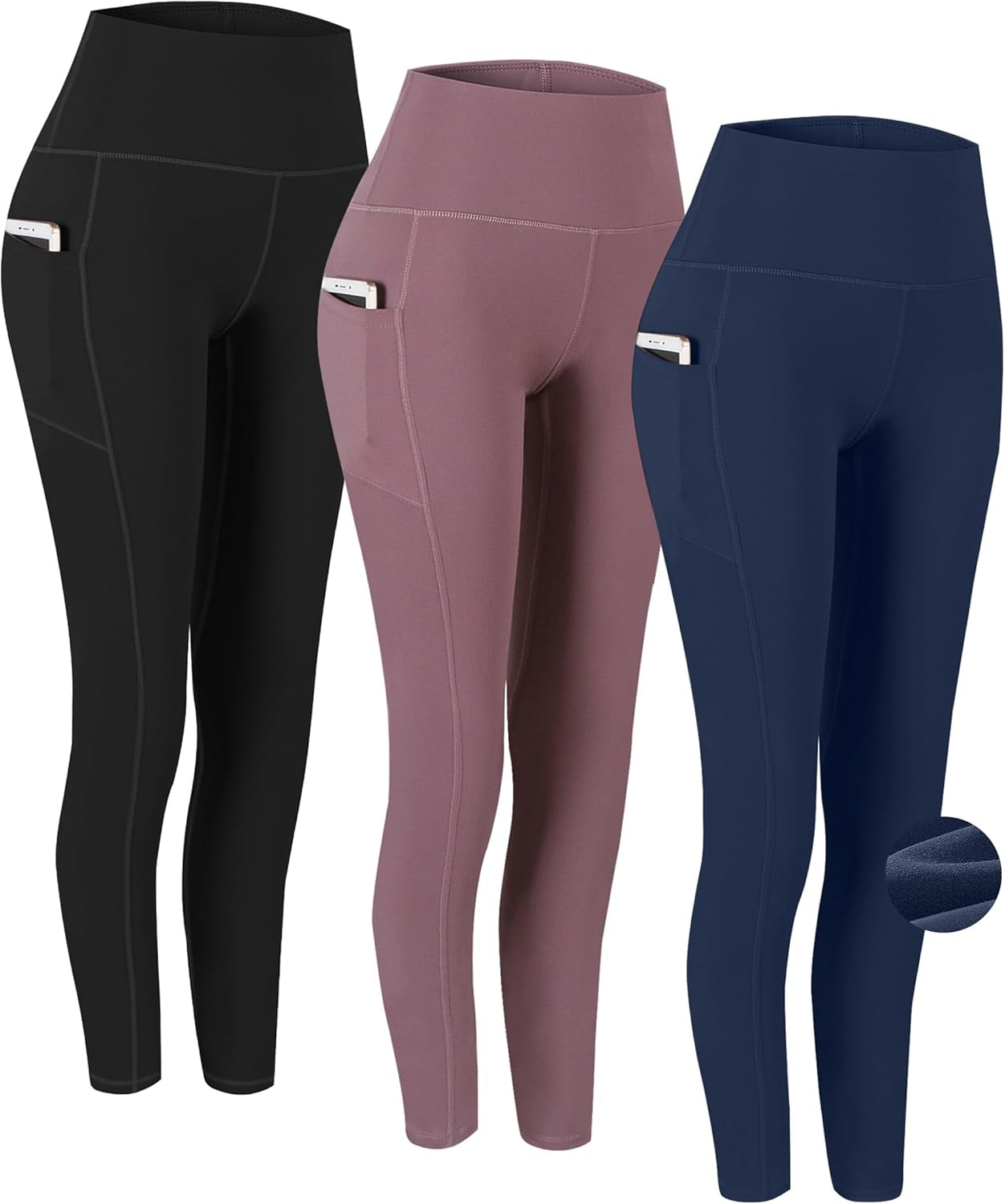 Fengbay 2 Pack High Waist Yoga Pants with Pockets, Tummy Control Workout Running Yoga Leggings for Women