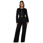 Fashionable Women's Slimming Belted Top and Pants Set eprolo
