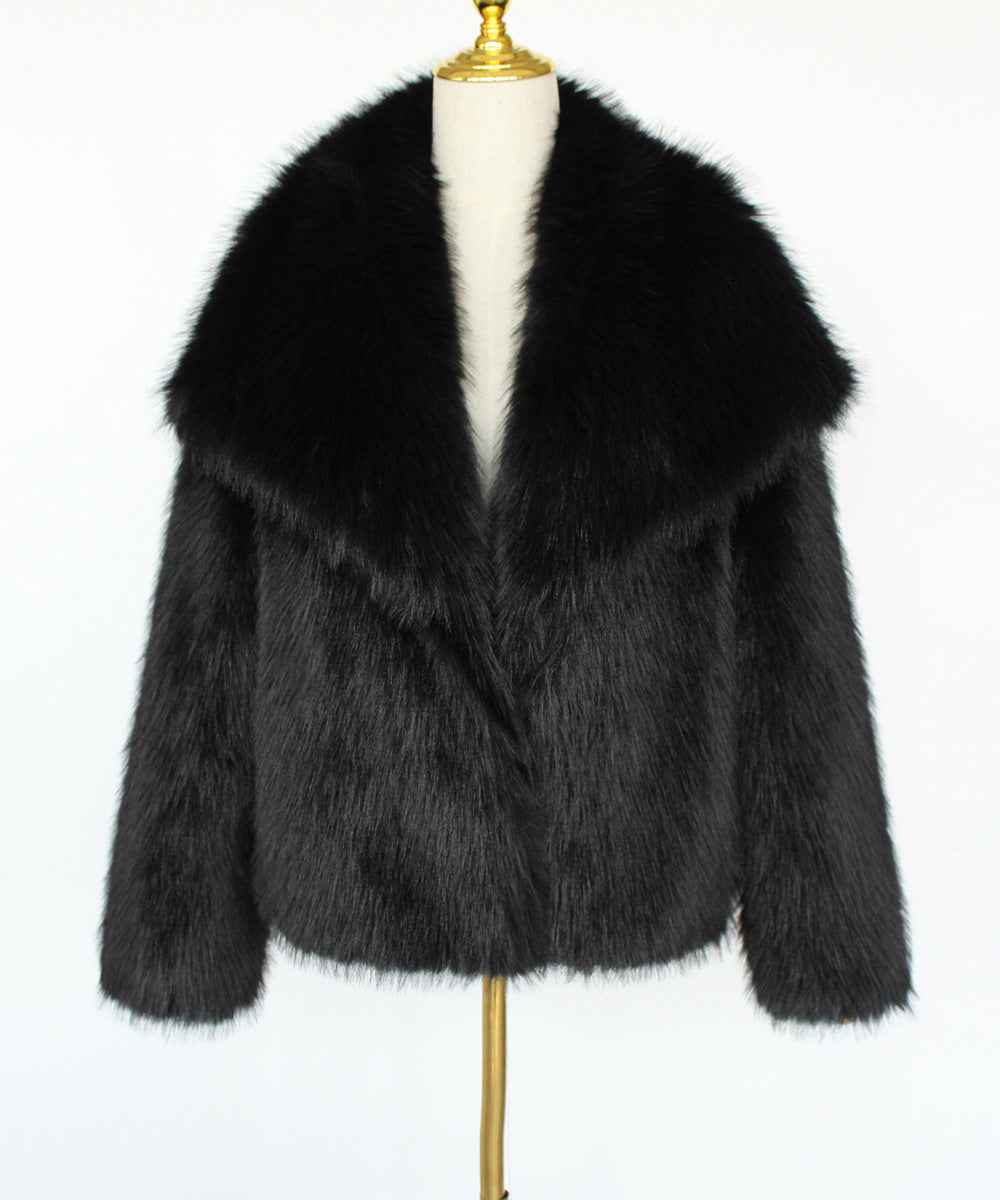 Imitation fur coat top women's short woolen coat made of synthetic fur