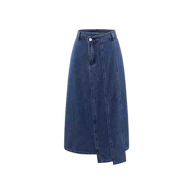 Retro style street high waisted denim skirt