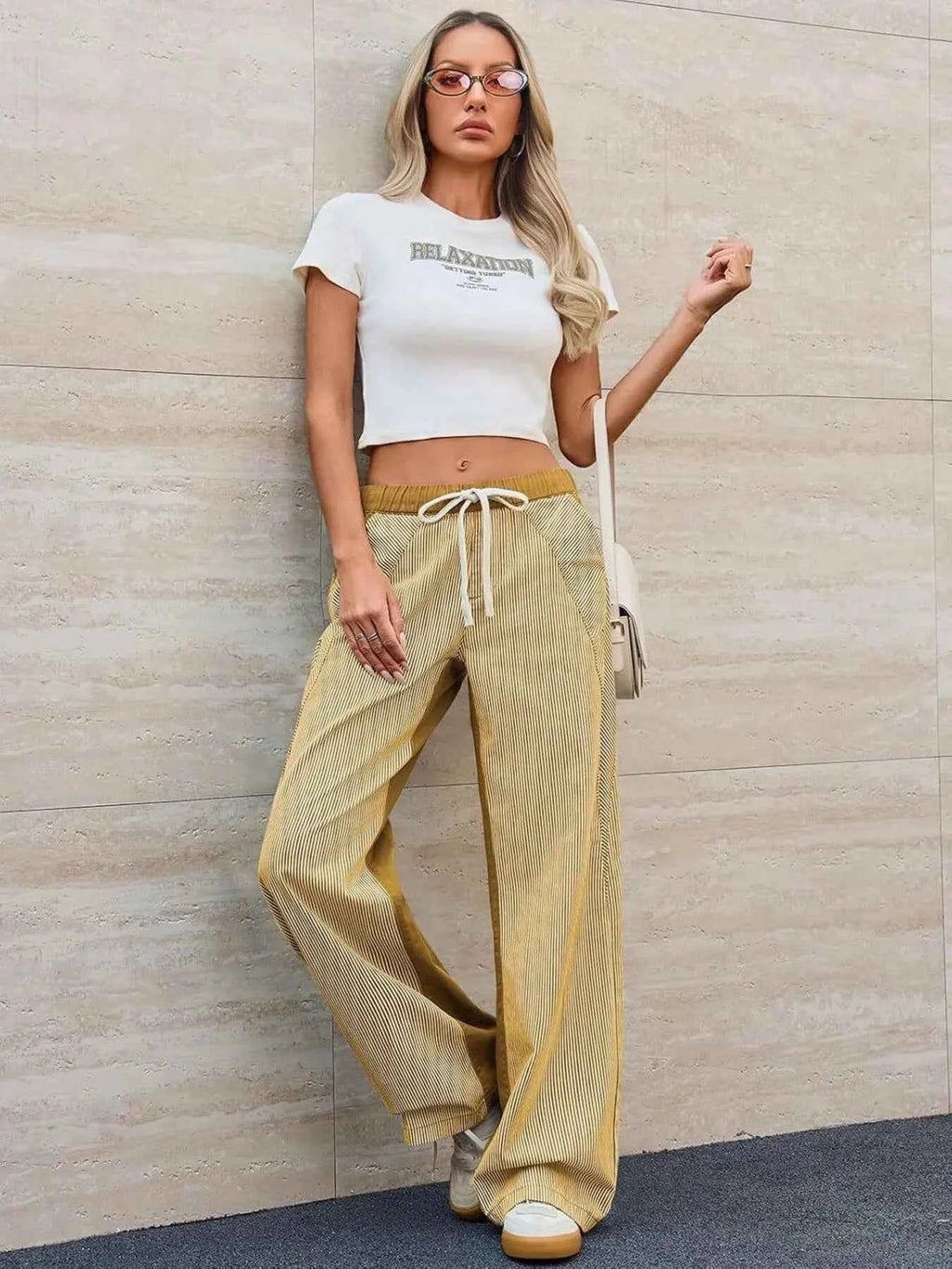 Striped Wide Leg Jeans