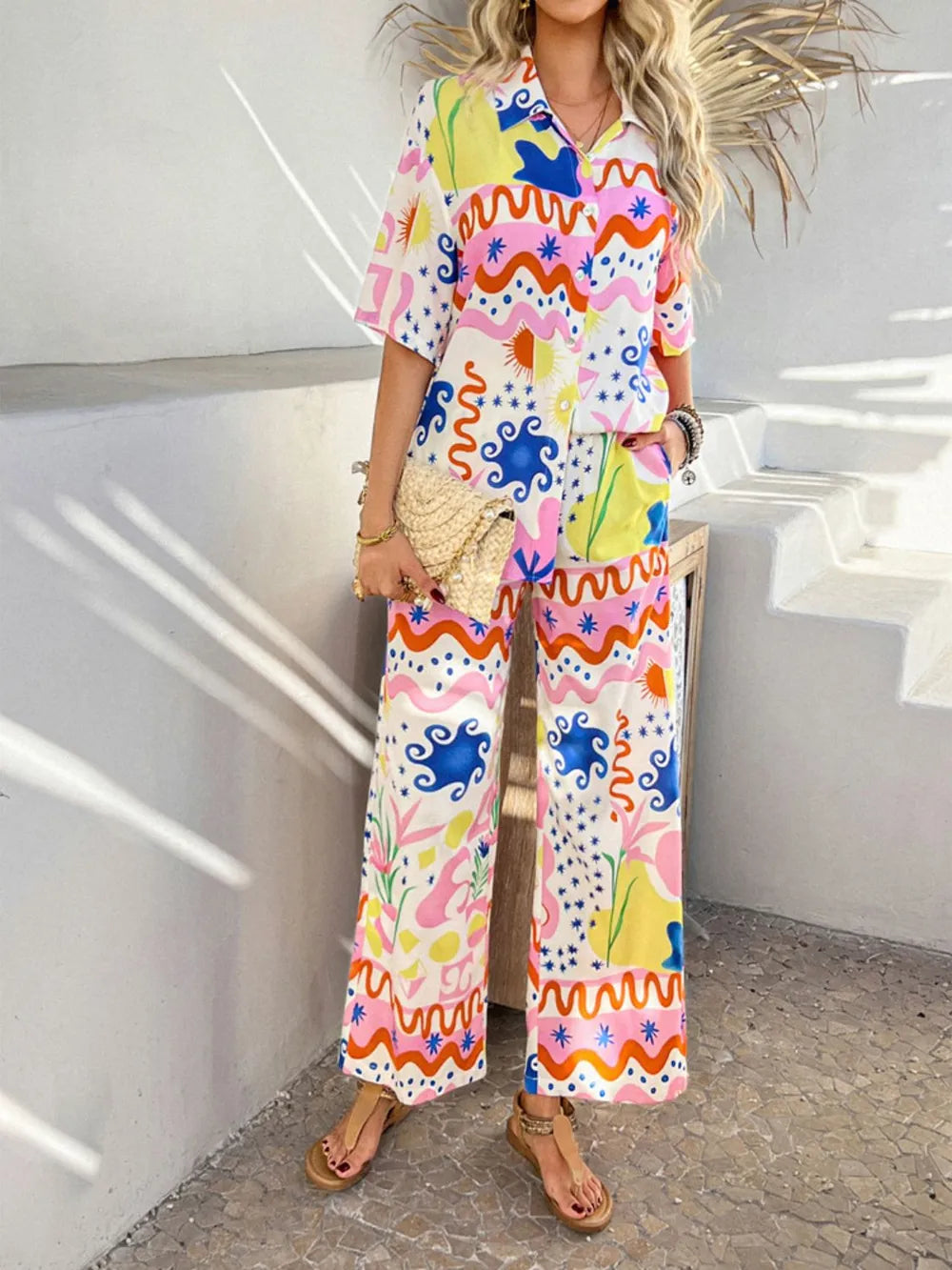 Button Down Shirt and Pants Set - CHIC TB
