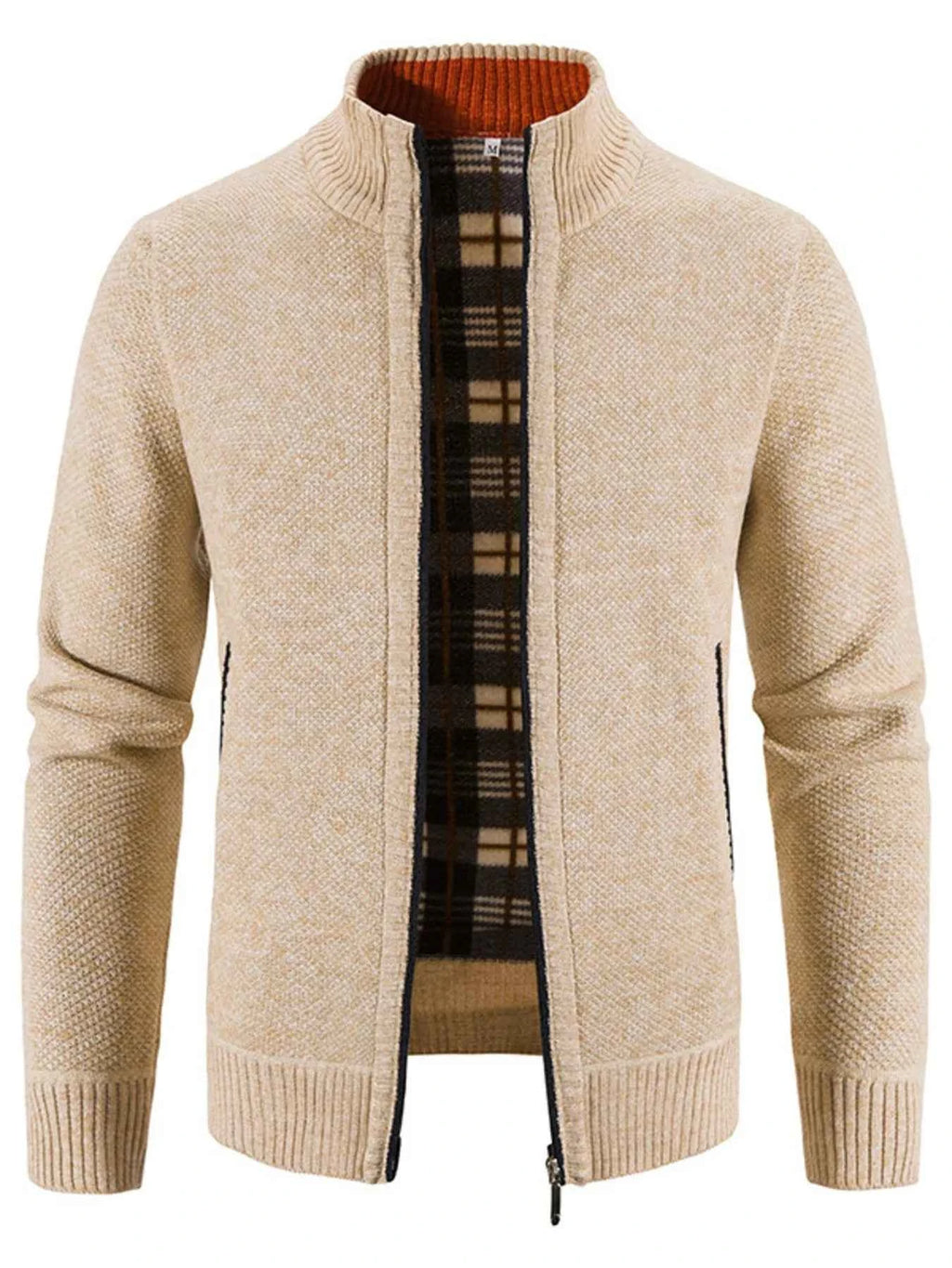 Men's Plus Size Zip-Up Long Sleeve Cardigan