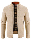 Men's Plus Size Zip-Up Long Sleeve Cardigan