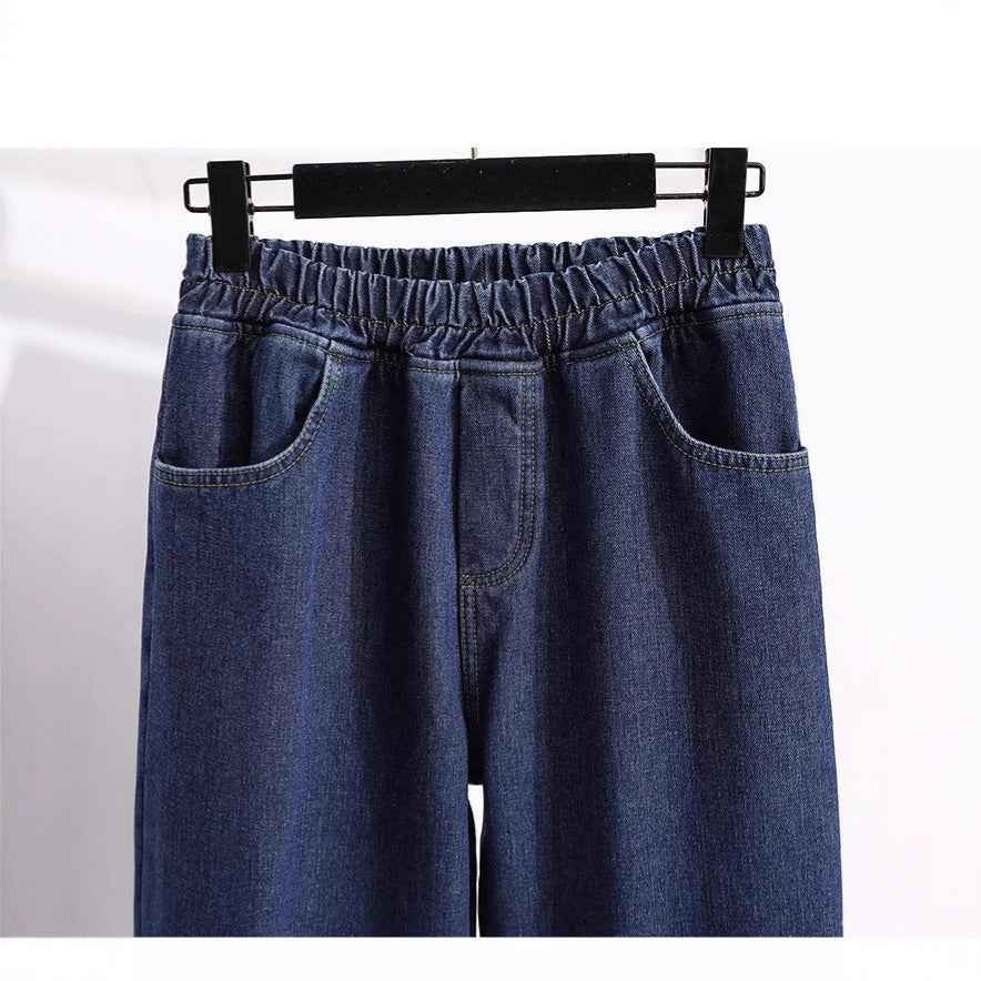 Style Denim Pants for Women Loose Harem Trousers Straight Leg Jeans for Ladies Plus Size Dad Pants
