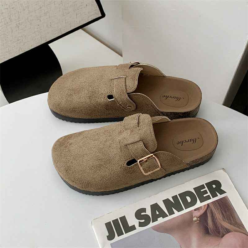 Thick-soled Half-drag Retro Unique Lazy Outdoor Unisex Slip-on Closed-toe Sandals