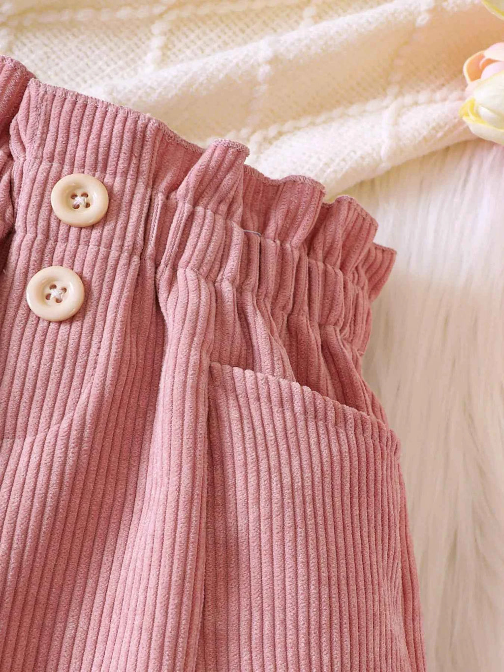 Children's Ruffled Hem Corduroy Pants