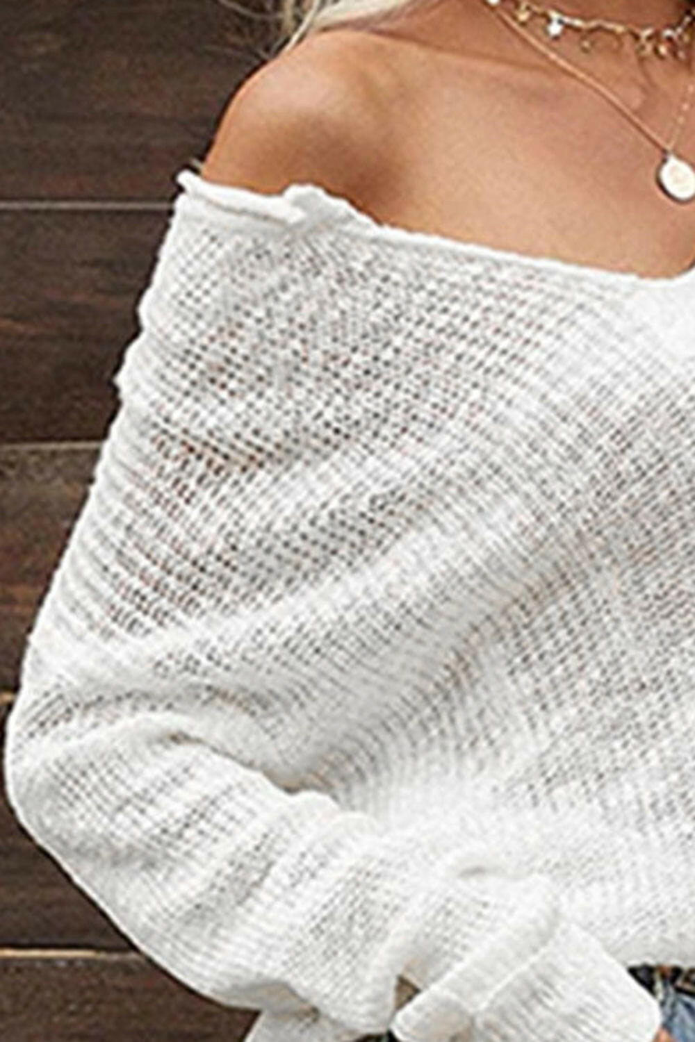 V-Neck Slit Knit Top.