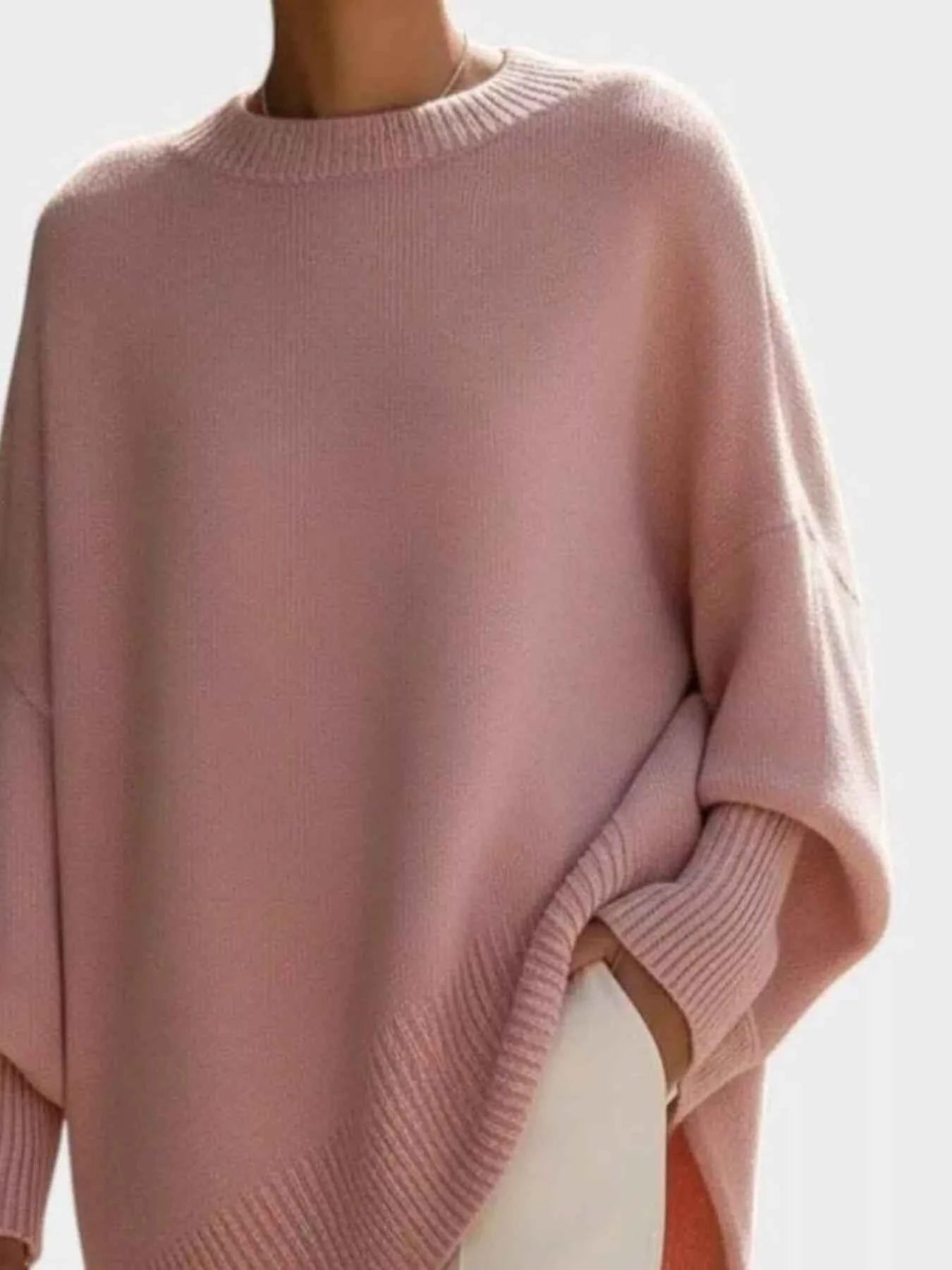 Oversized Batwing Sleeve Round Neck Sweater