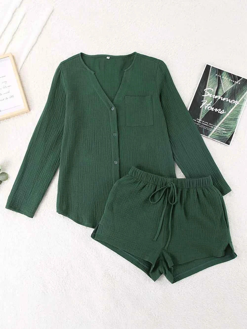 Long Sleeve women Top and Shorts Set