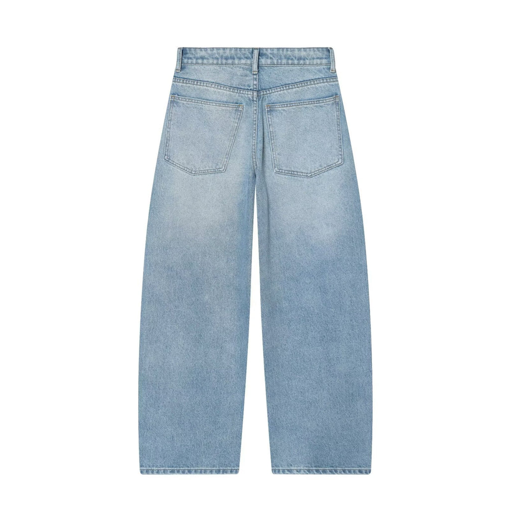 New Women's Classic Mid-Waist Loose Bucket Denim Pants eprolo