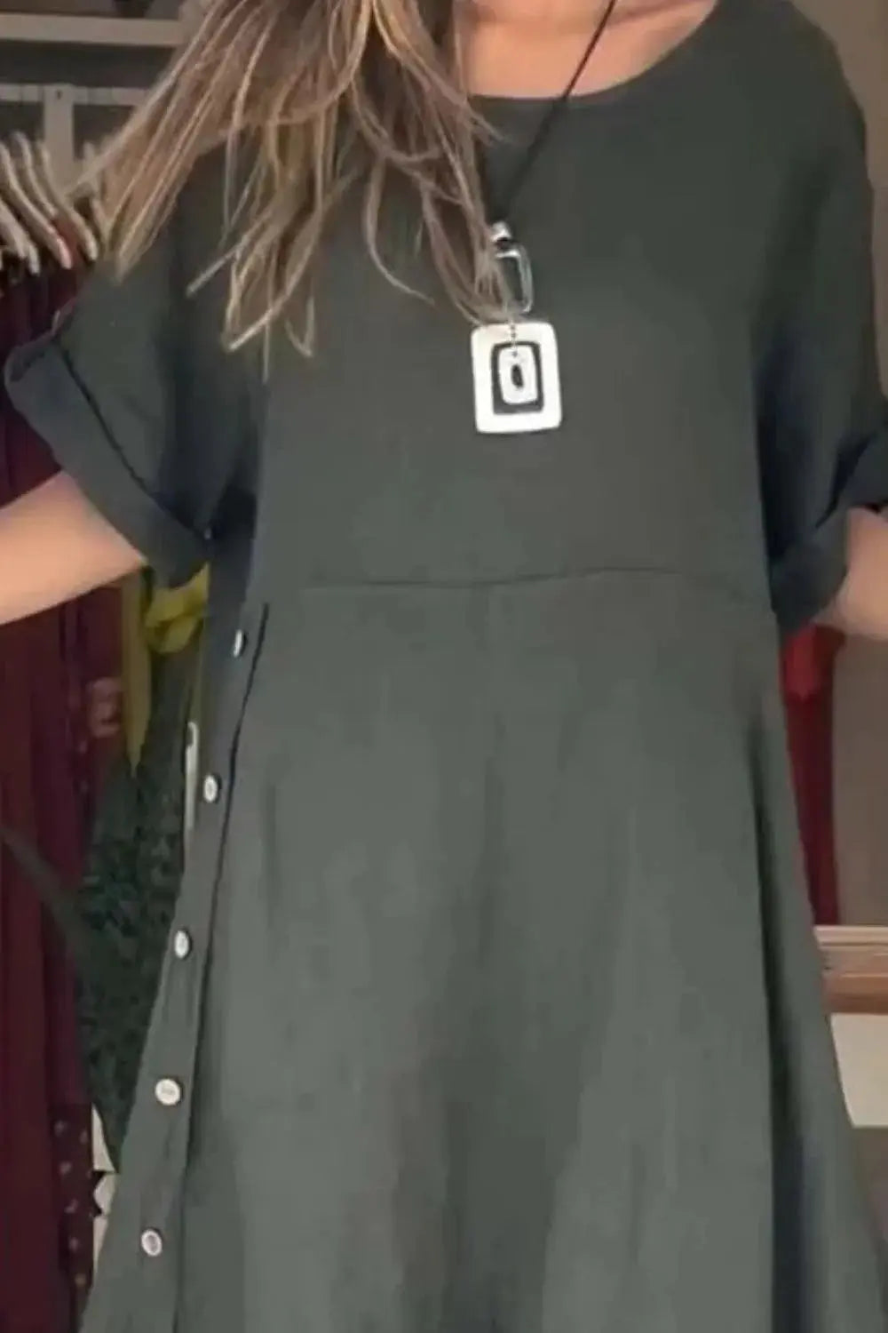 Full Size Relaxed Fit Short Sleeves Dress Plus Size.