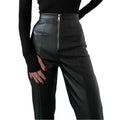 Casual straight leg PU wide leg leather pants