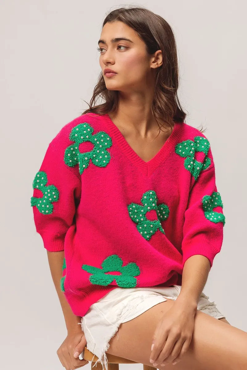 Flowers Sweater Top.