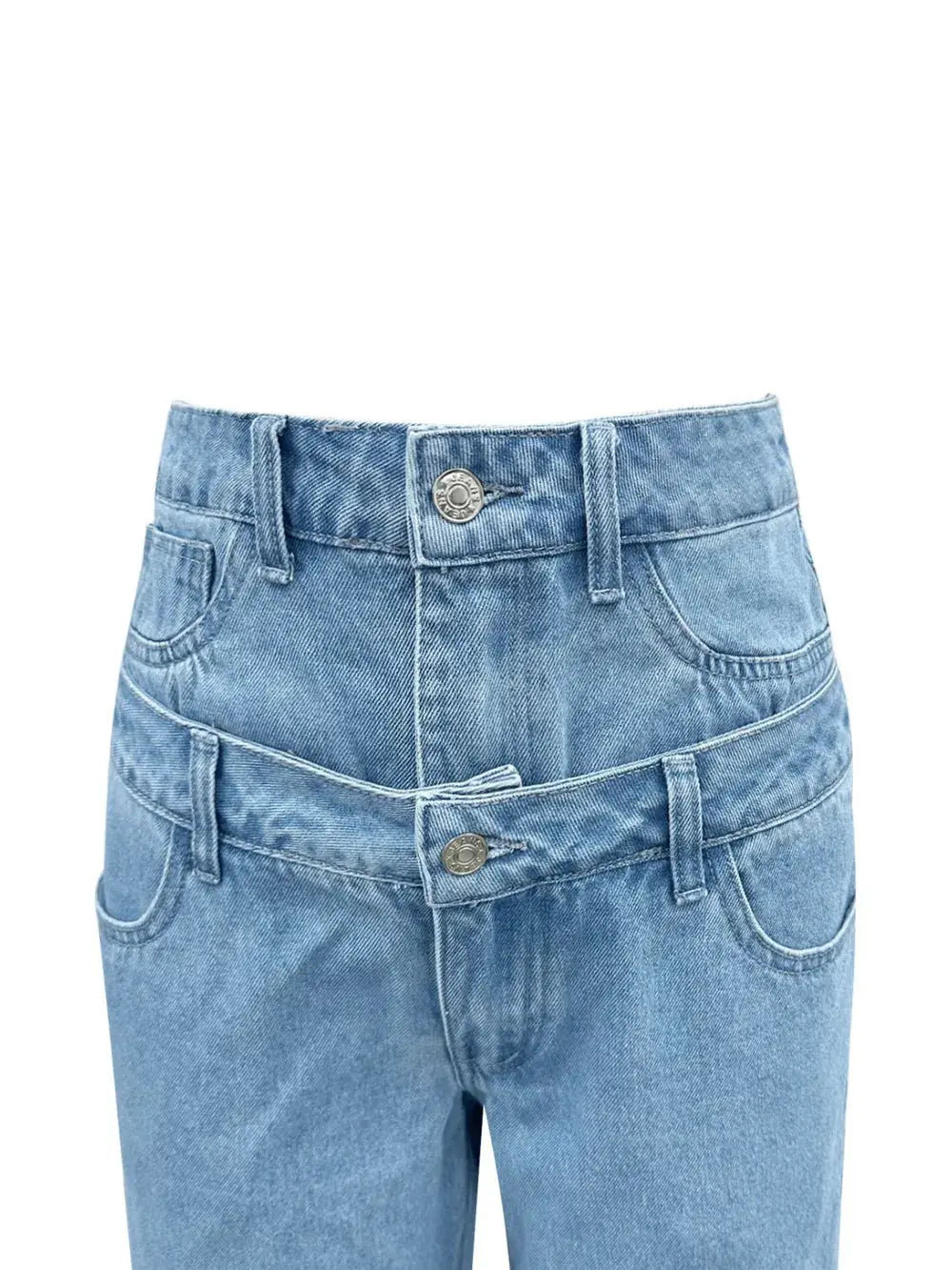 Faux Layered High Waist Jeans.