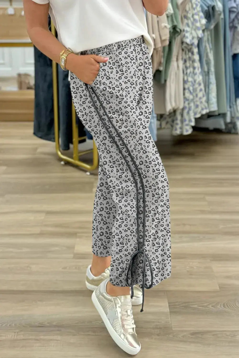 Leopard High Waist Side Bow Pants.