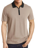 Men's Contrast Collar Quarter-Zip Polo Shirt.