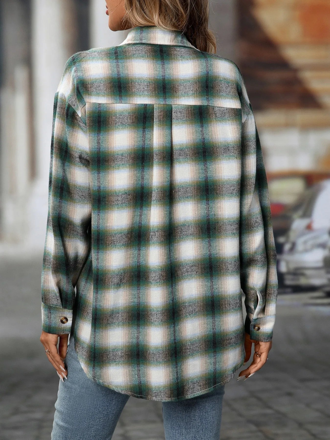 Oversized Plaid Button-Up Shirt.