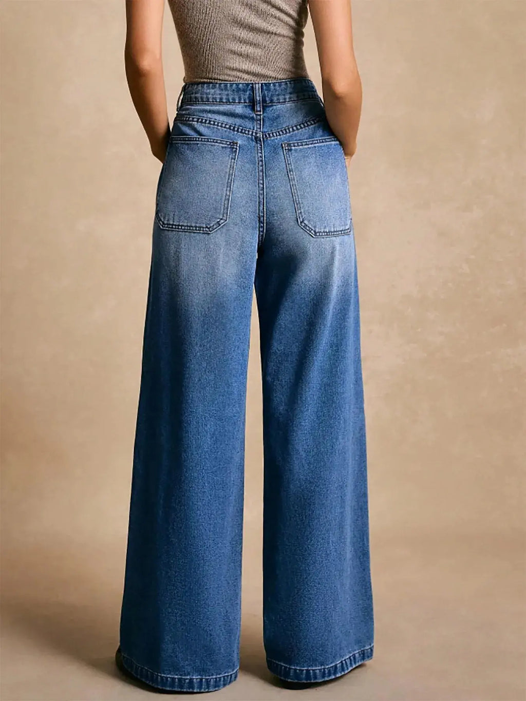 High-Waisted Wide-Leg Pocket Jeans.