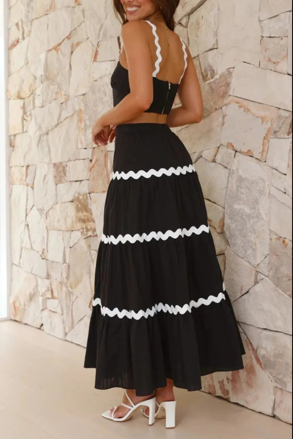 Contrast Trim Cami and Maxi Skirt Set - CHIC TB