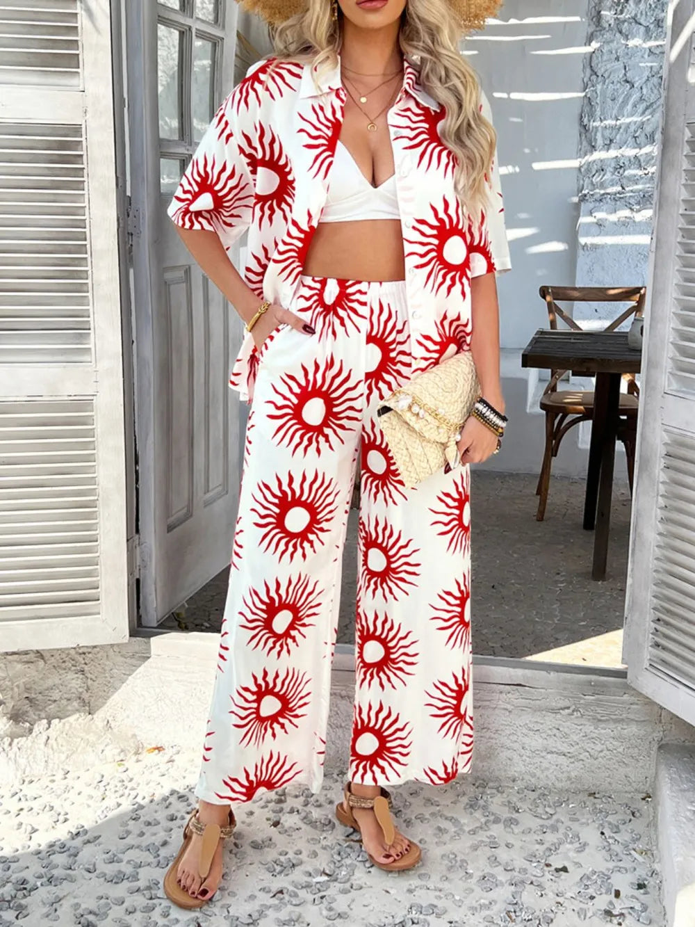 Half Sleeve Top and Pants Set - CHIC TB