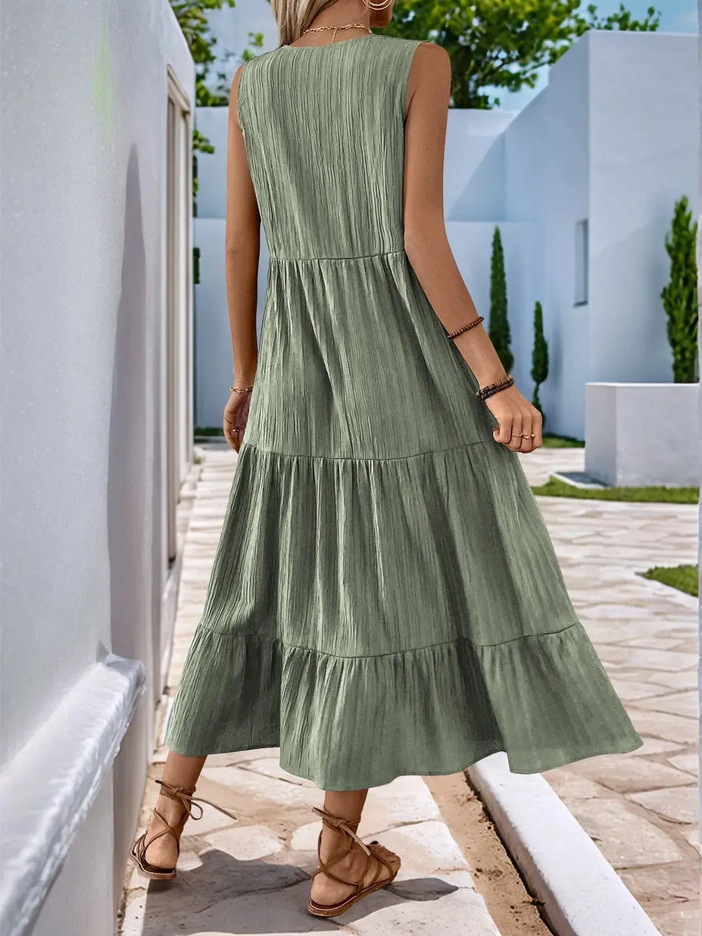 Sleeveless Midi Tiered Dress.