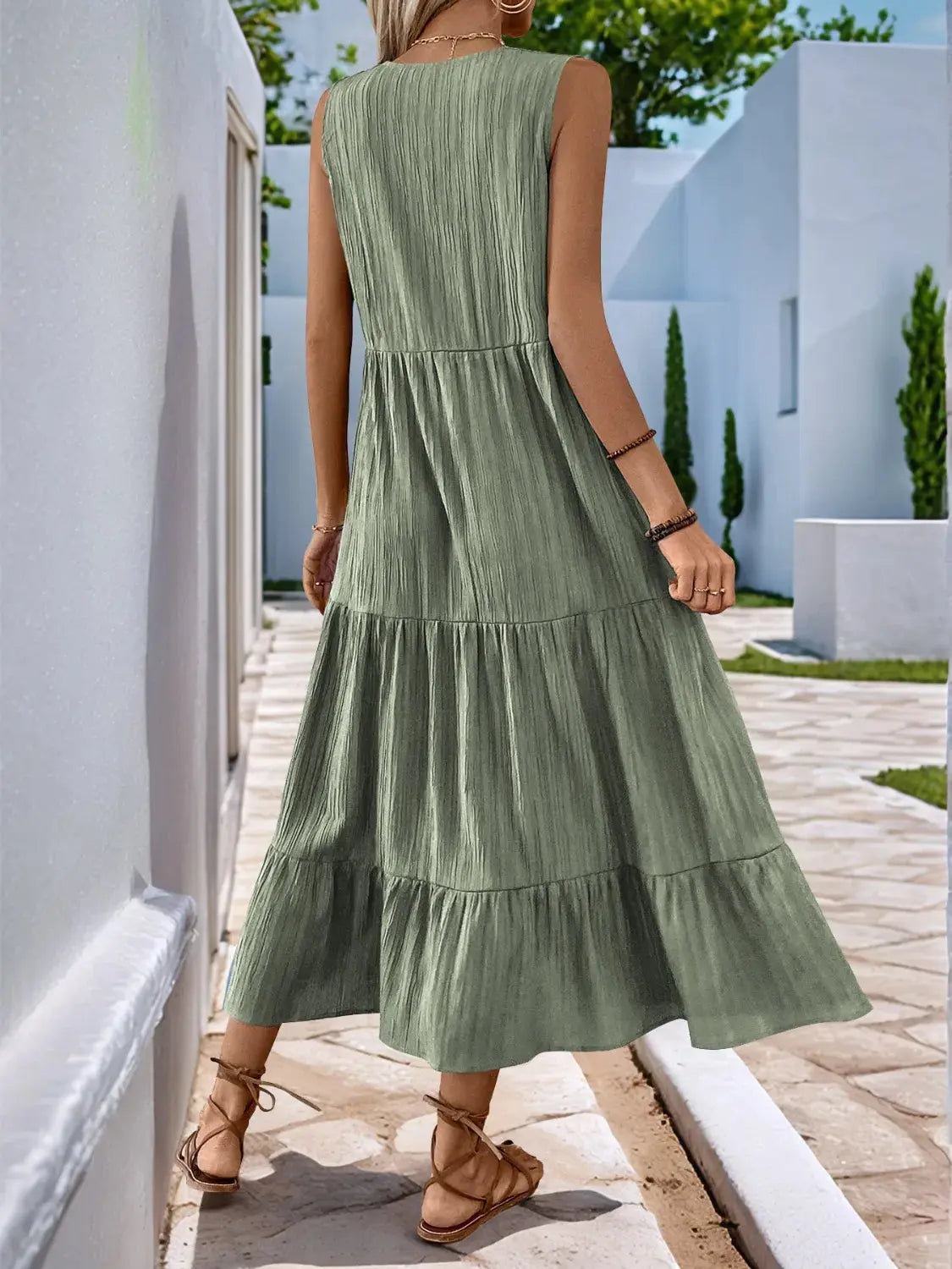 Sleeveless Midi Tiered Dress.