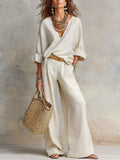 Fashionable Casual Linen Loose Vacation Set