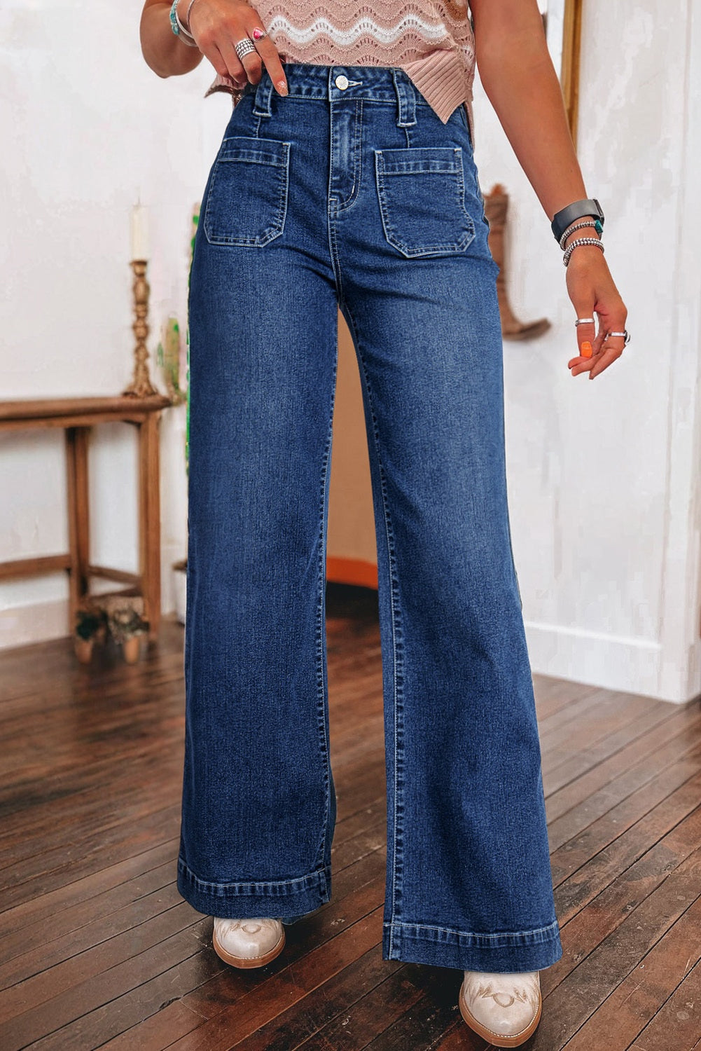 Sail Blue Wide Leg Pocketed High Waist Jeans Dear-Lover Dropshipping