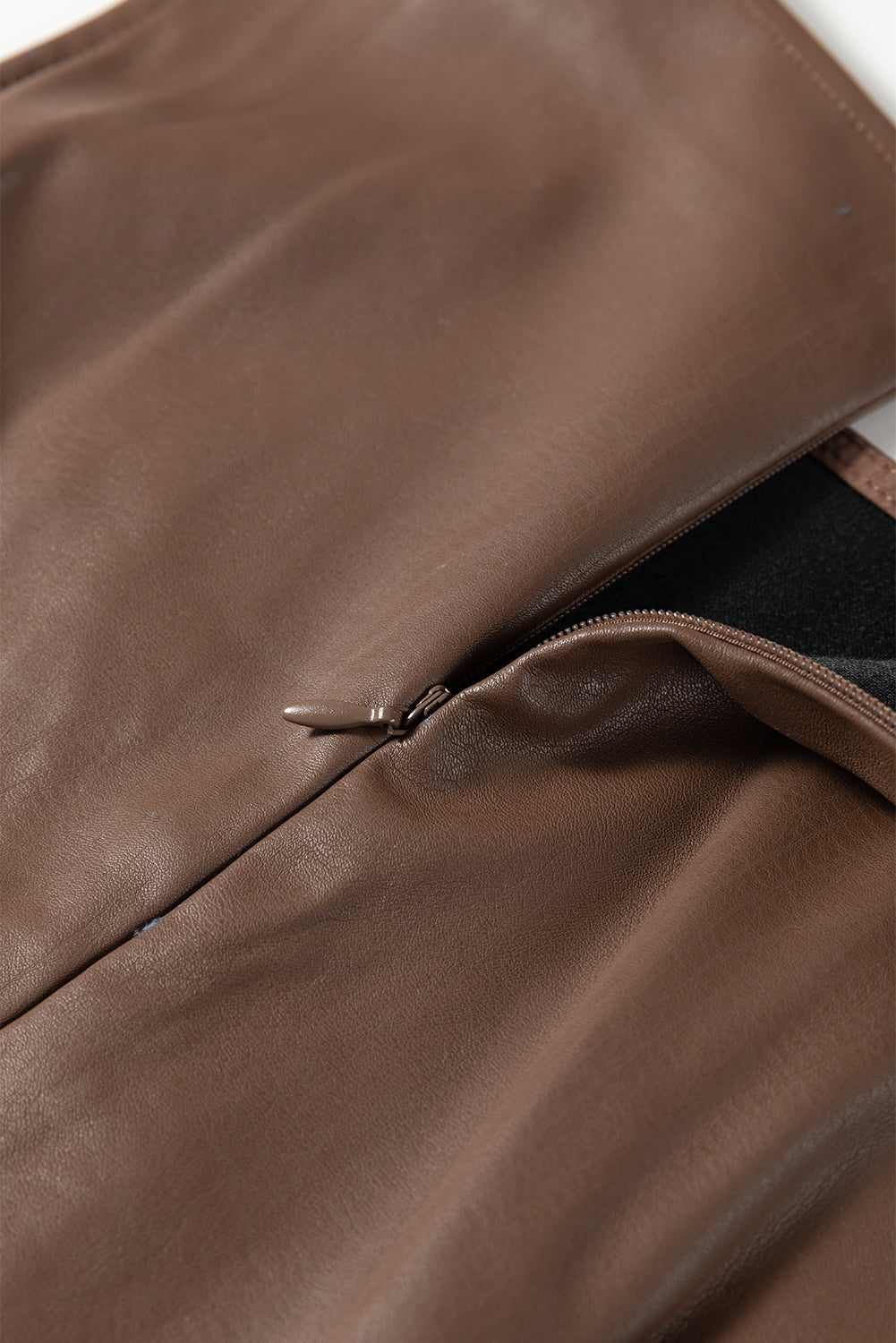 Coffee Vegan Leather Sleeveless Mini Dress Dear-Lover Dropshipping