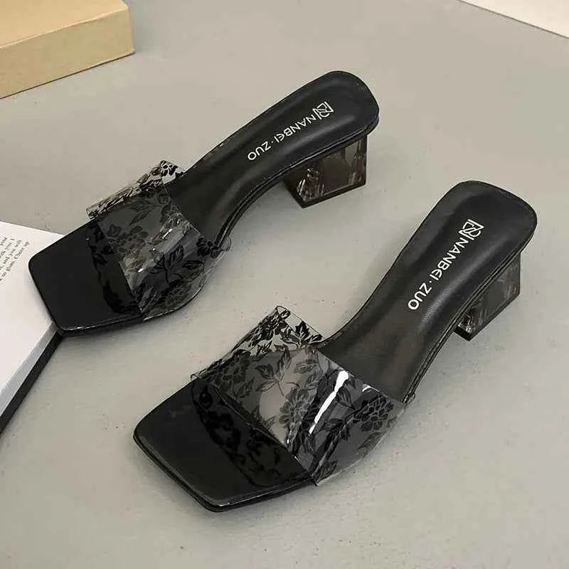 Open Toe Block Heels Sandals.