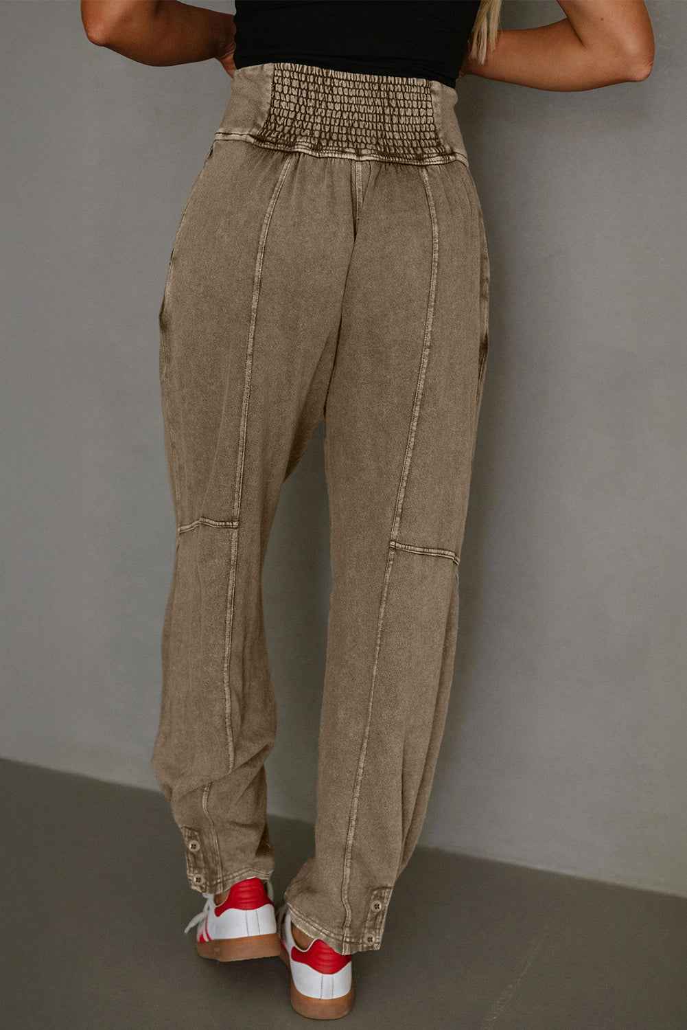 Elmwood Mineral Wash Jogger Style High Waist Casual Pants