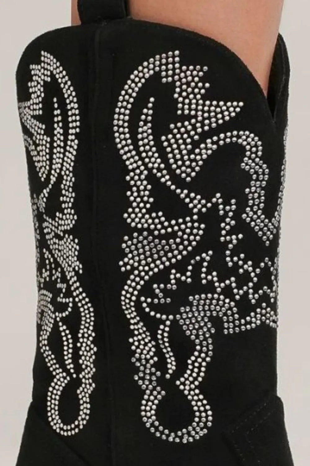 Rhinestone Detail Point Toe Boots.