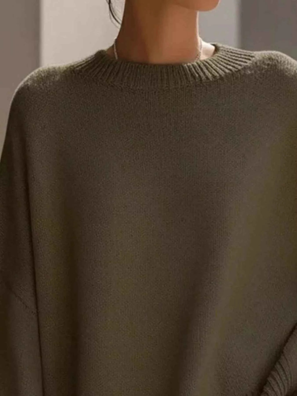 Oversized Batwing Sleeve Round Neck Sweater