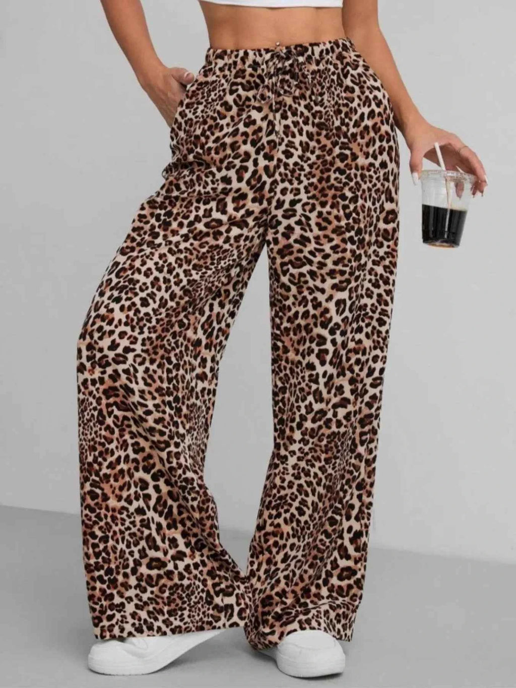 Leopard Print Wide Leg Pants