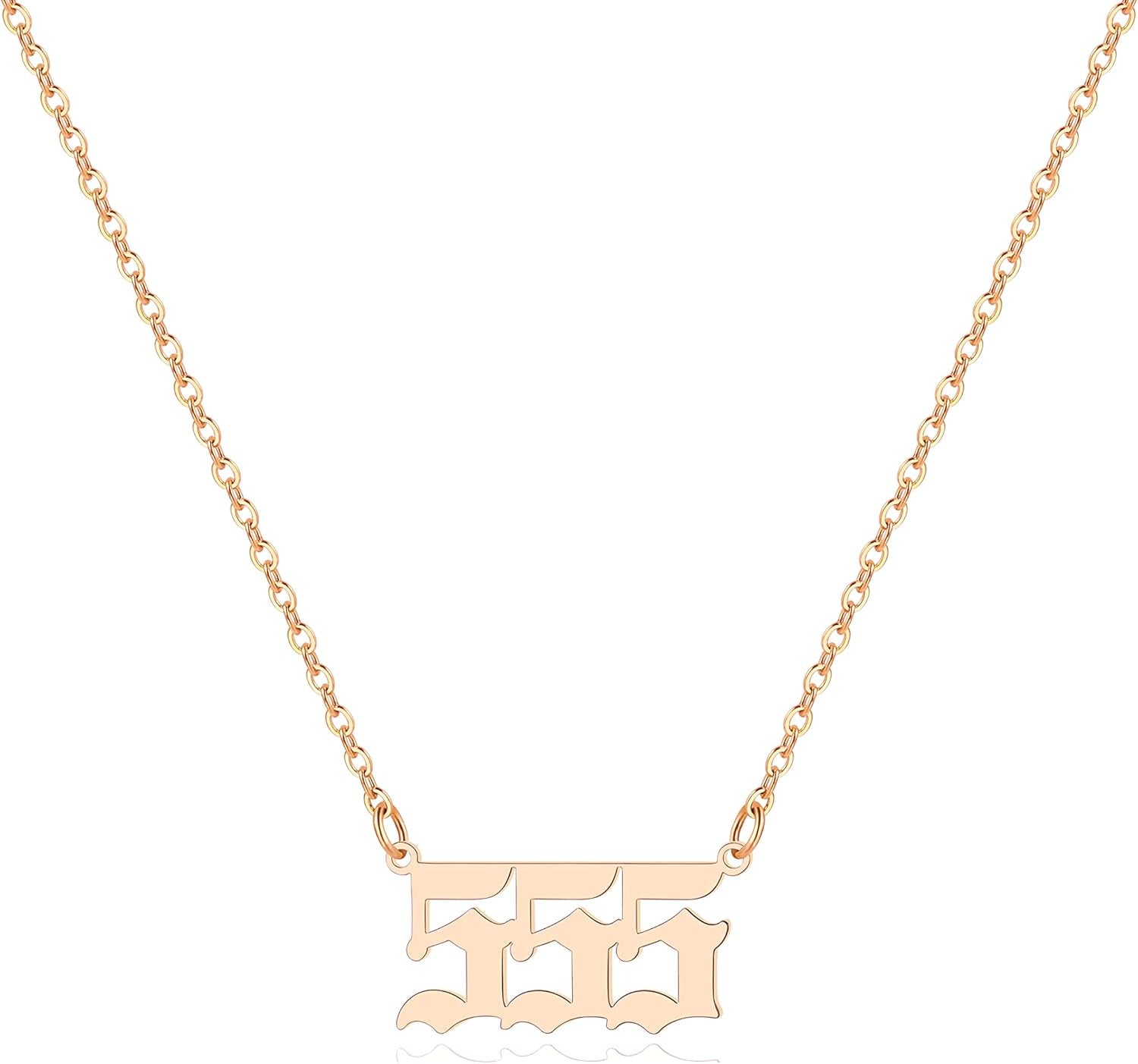 Angel Number Necklace for Women, 18K Gold Plated 000 111 222 333 444 555 666 777 888 999 Necklace Numerology Jewelry