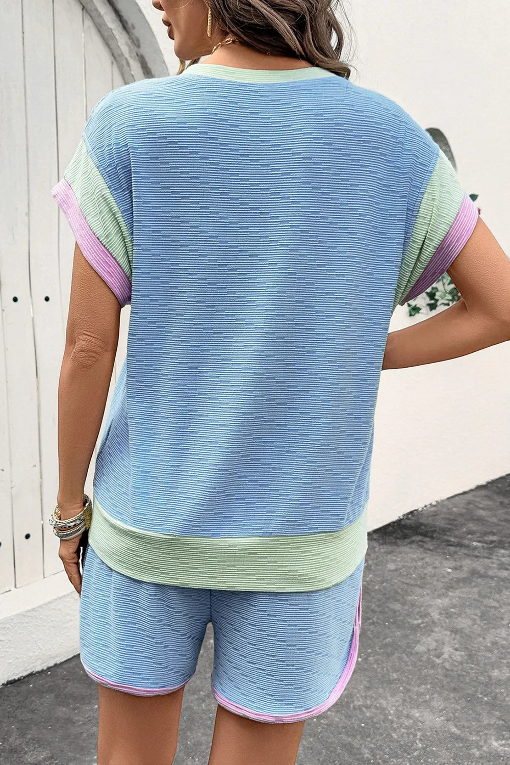 Round Neck Top and Shorts Set.