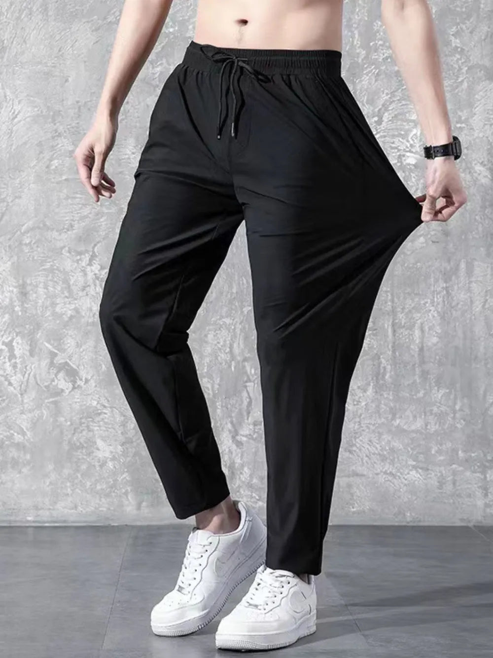 Men's Plus Size Drawstring Pants with Pockets.