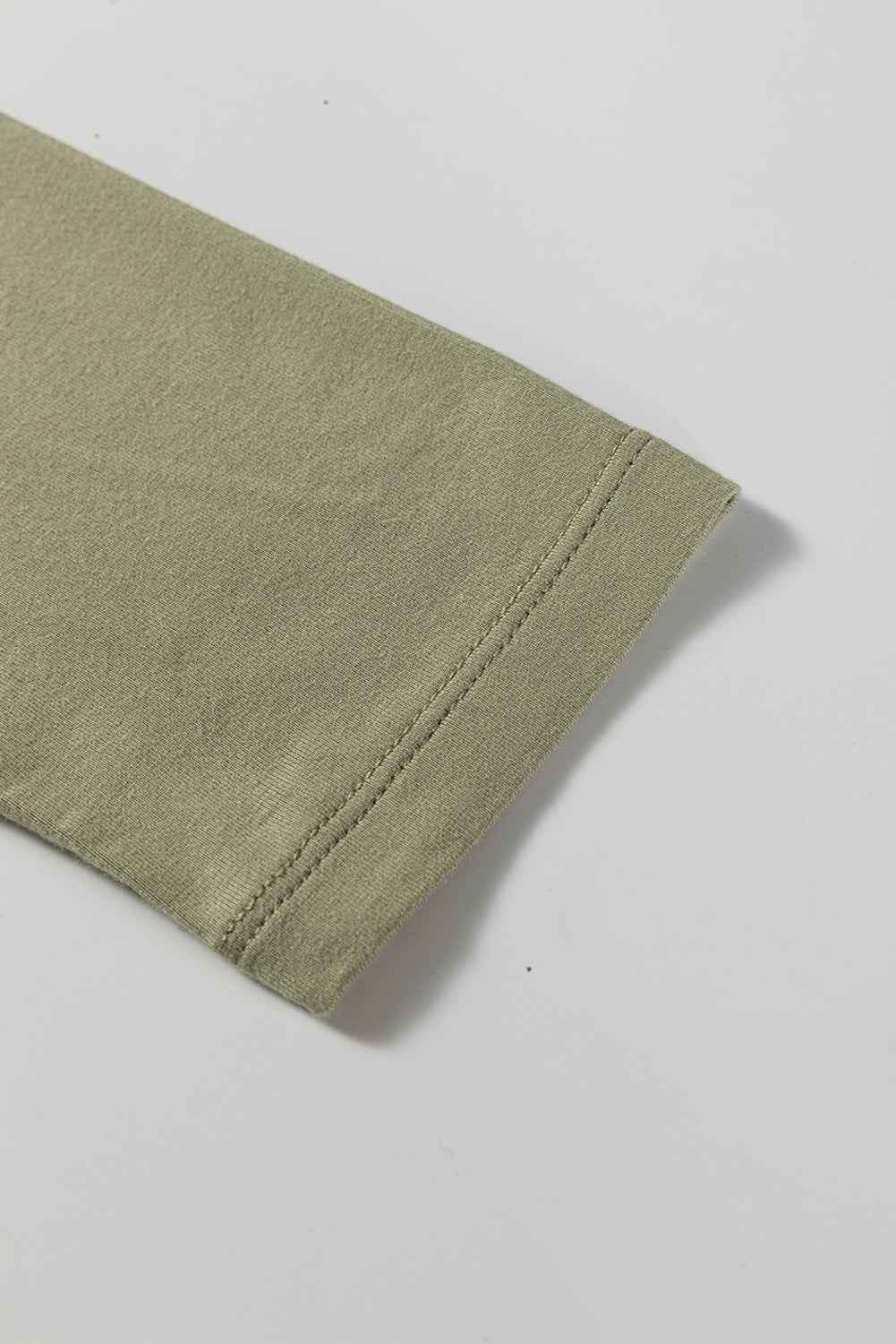 Laurel Green Solid Color Long Sleeve Fitted Top